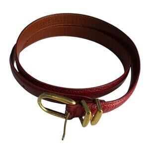VTG Coach Leather Skinny Belt Large Red Garnet Made in Italy, Cowhide and Brass